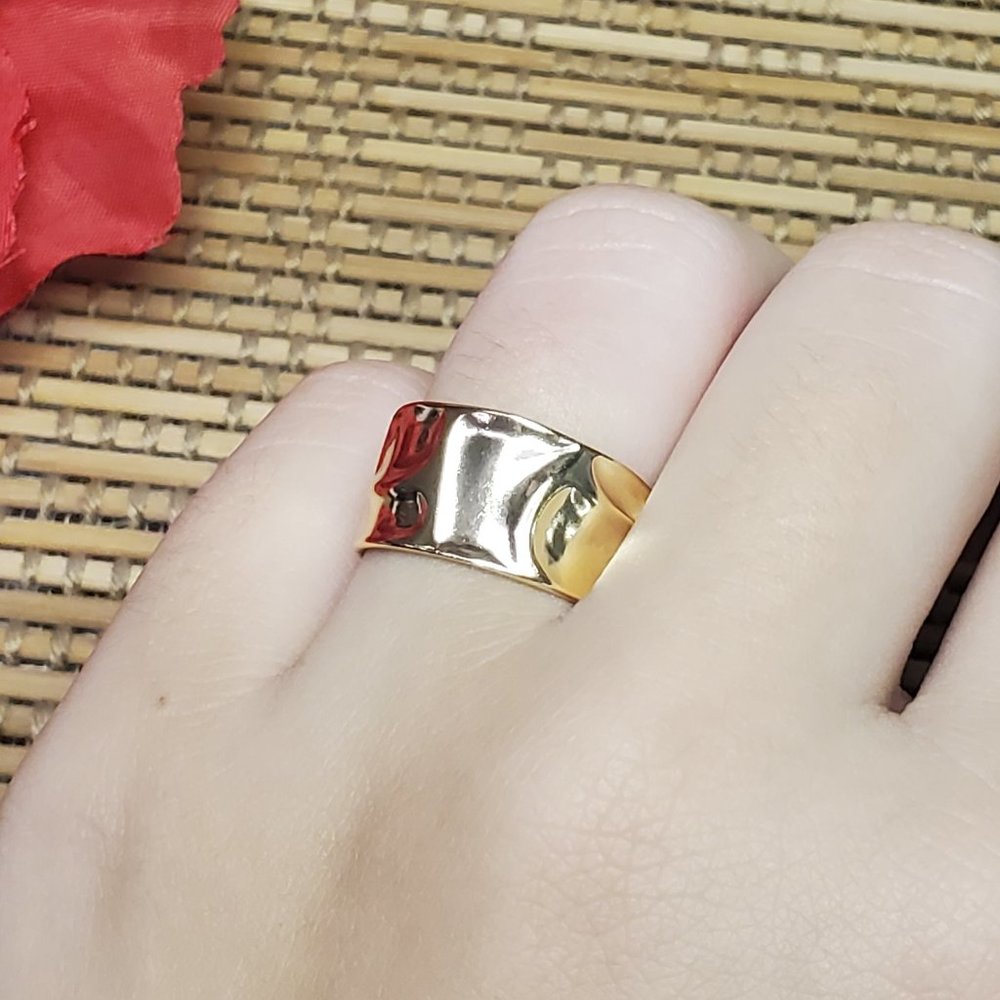 925 Sterling Silver 18k Gold Plated Hammered Ring